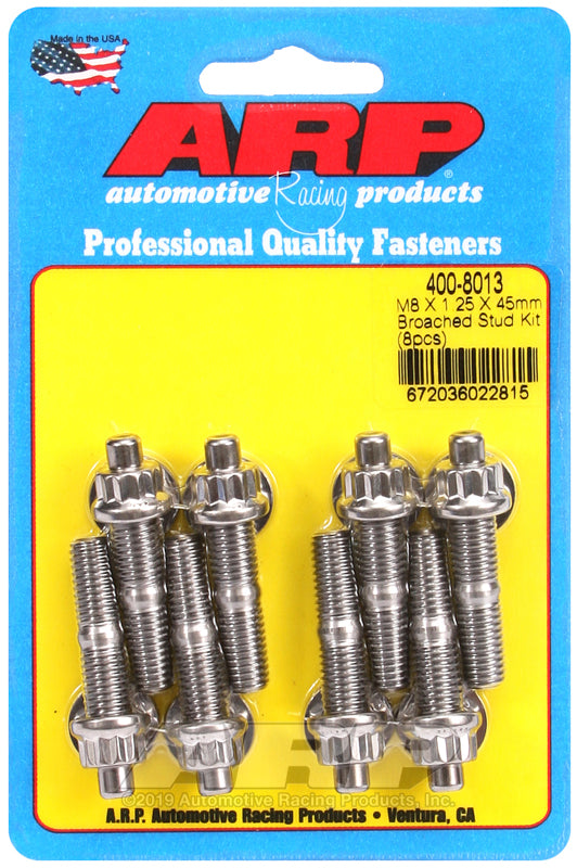 ARP M8 X 1.25 X 45mm broached stud kit - 8pcs