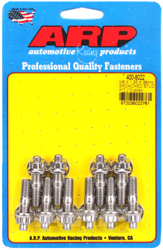 ARP M8 X 1.25 X 38mm broached stud kit - 10pcs