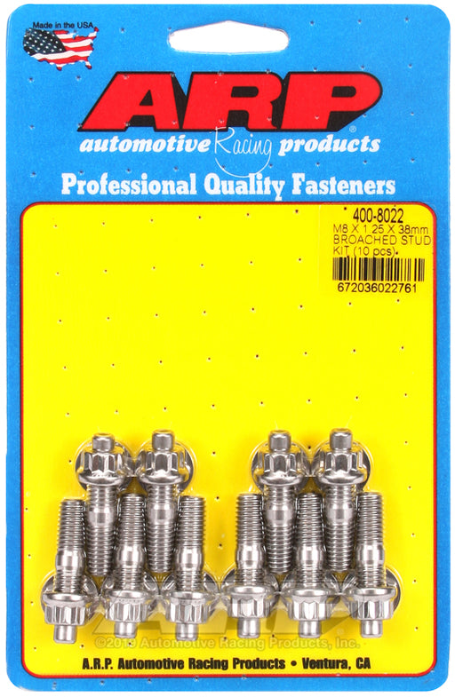 ARP M8 X 1.25 X 38mm broached stud kit - 10pcs