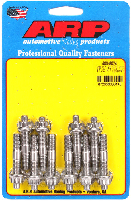 ARP M8 X 1.25 X 51mm broached stud kit - 10pcs