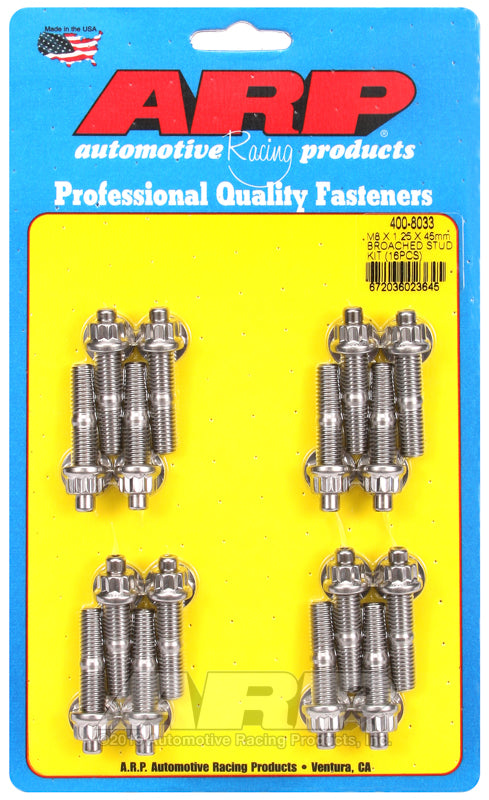ARP M8 X 1.25 X 45mm broached stud kit - 16pcs