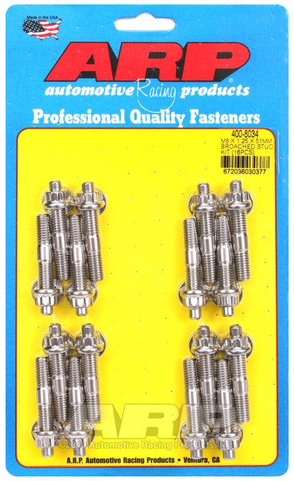 ARP M8 X 1.25 X 51mm broached stud kit - 16pcs