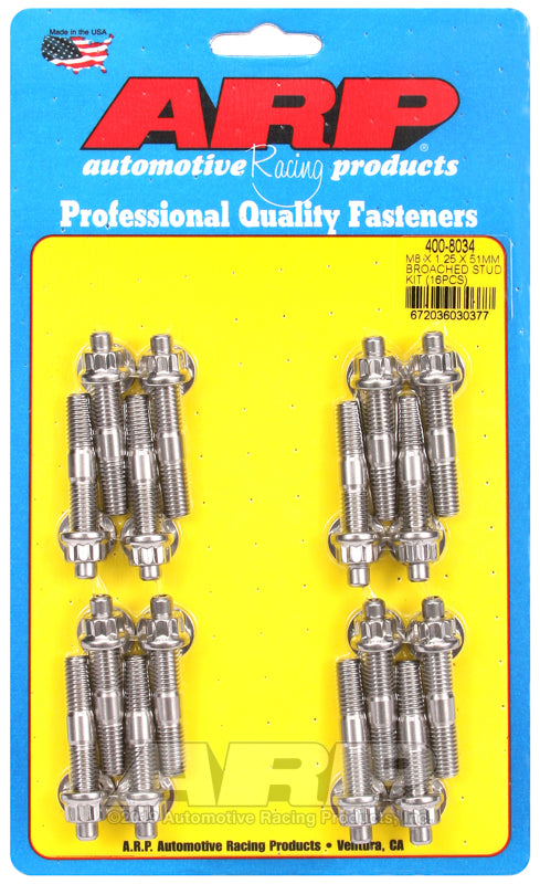ARP M8 X 1.25 X 51mm broached stud kit - 16pcs