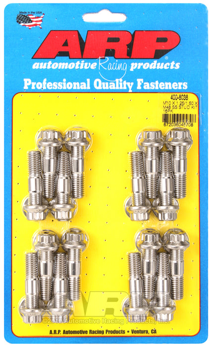 ARP M10 X 1.25/1.50 X 48mm broached stud kit 16pcs