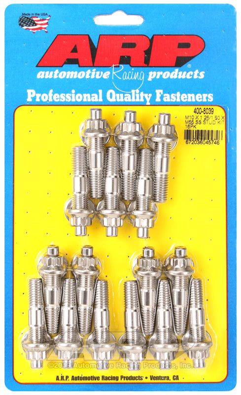 ARP M10 X 1.25/1.50 X 55mm broached stud kit 16pcs