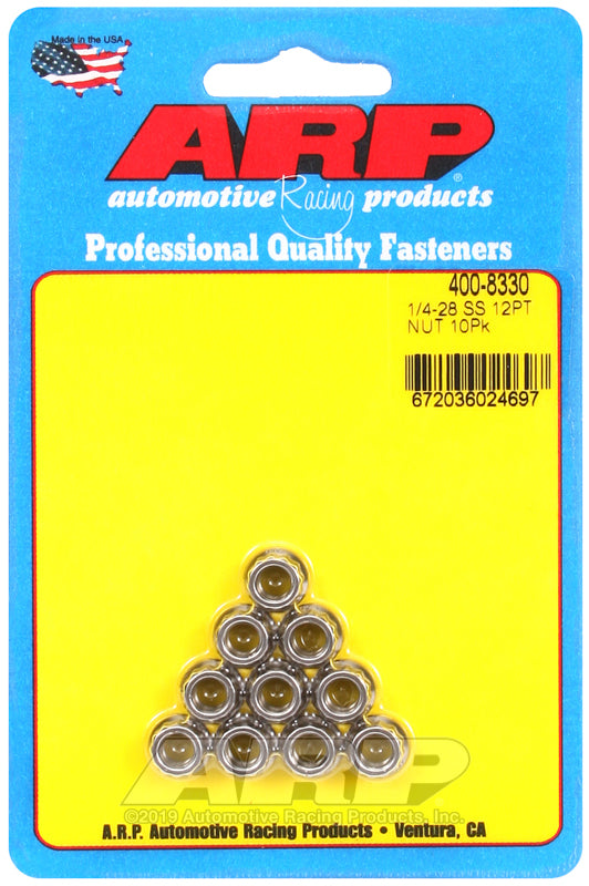 ARP 1/4-28 SS 12pt nut kit