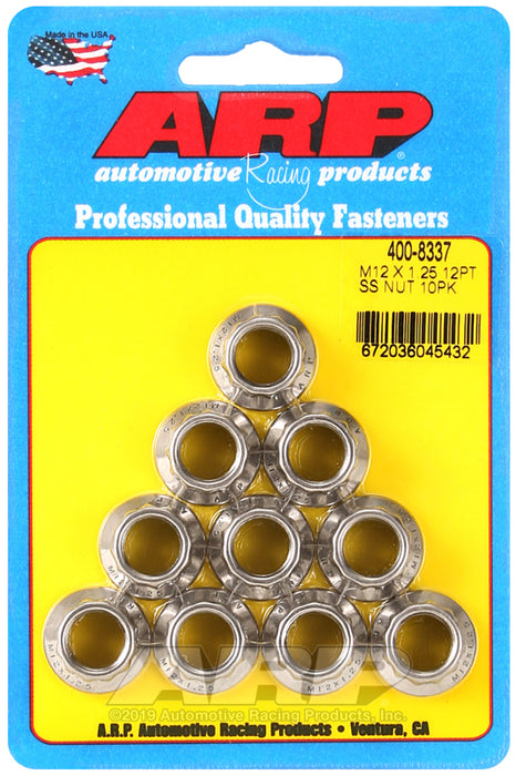 ARP M12 X 1.25 (M14 wr) SS 12pt nut kit