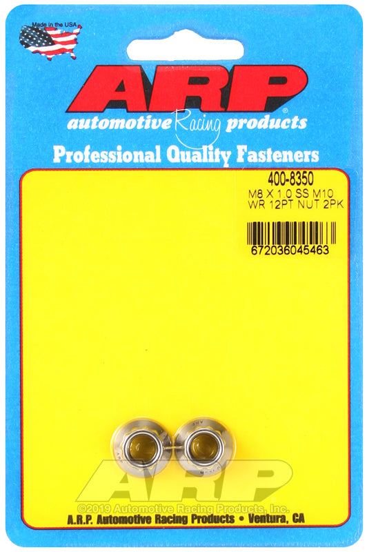 ARP M8 X 1.00 (M10 wr) SS 12pt nut kit