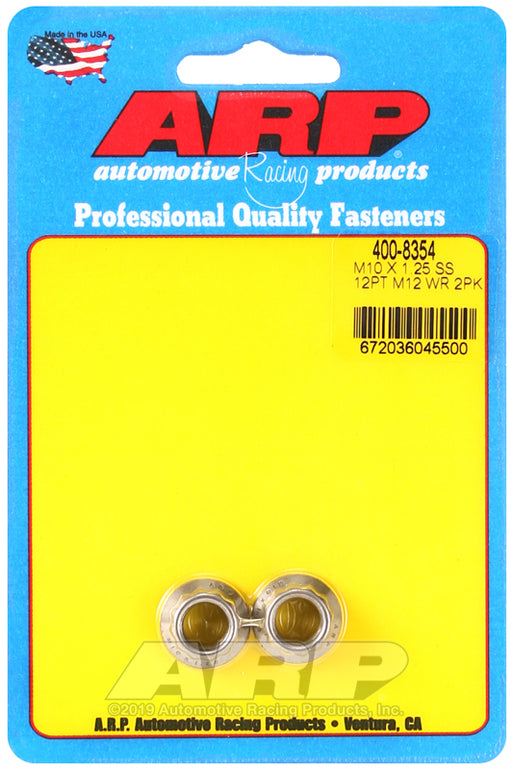 ARP M10 X 1.25 (M12 wr) SS 12pt nut kit