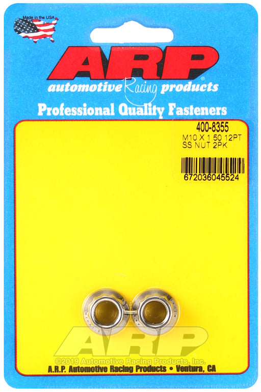 ARP M10 X 1.50 (M12 wr) SS 12pt nut kit