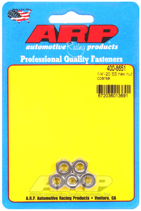 ARP 1/4-20 SS coarse hex nut kit