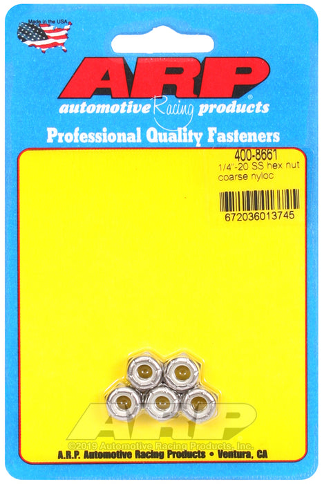 ARP 1/4-20 SS coarse nyloc hex nut kit