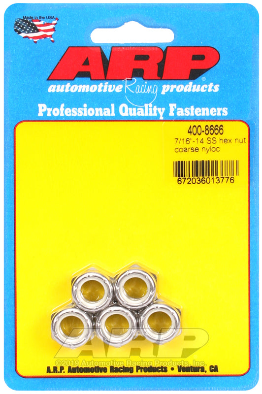ARP 7/16-14 SS coarse nyloc hex nut kit