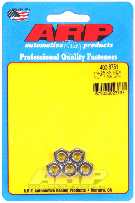 ARP 1/4-28 SS fine hex nut kit