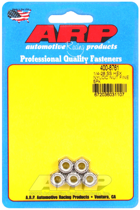 ARP 1/4-28 SS fine nyloc hex nut kit