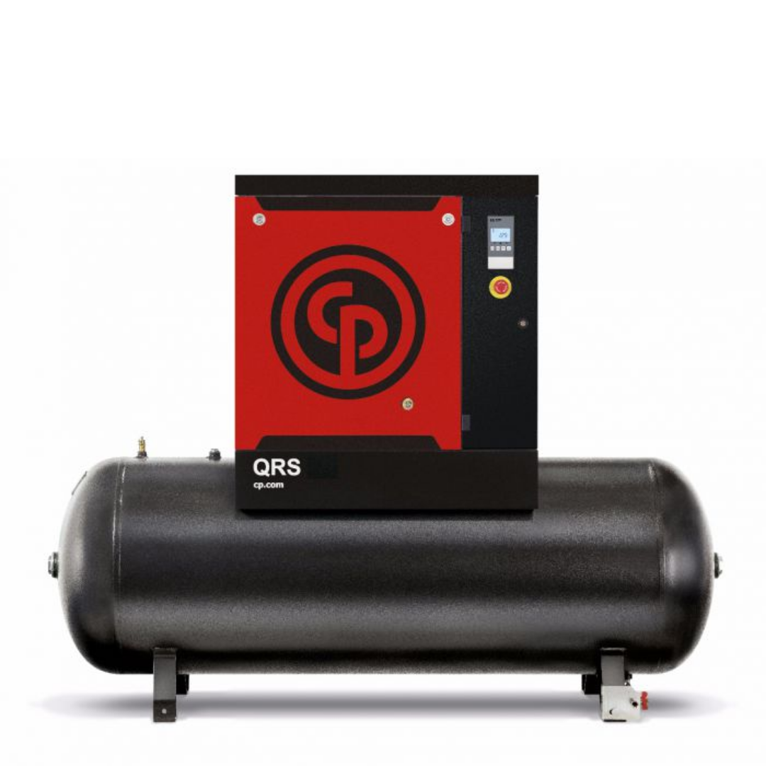 CHICAGO PNEUMATIC 15 HP ROTARY SCREW AIR COMPRESSOR 54.9 CFM @ 125 PSI, 132 GALLON TANK 208-230/460-VOLT, 3-PHASE | QRS 15 HP TM