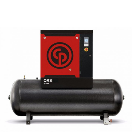 CHICAGO PNEUMATIC 15 HP ROTARY SCREW AIR COMPRESSOR 54.9 CFM @ 125 PSI, 132 GALLON TANK 208-230/460-VOLT, 3-PHASE | QRS 15 HP TM