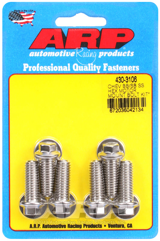 ARP Chevy hex motor mount bolt kit with energy suspension mounts
