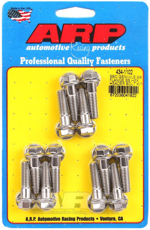 ARP SBC/GENIII LS 3/8 flange SS hex header bolt kit