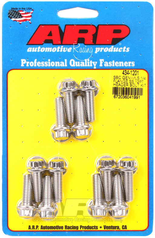 ARP SBC/GENIII LS 1/4 flange SS 12pt header bolt kit