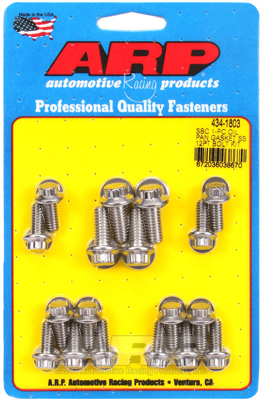ARP SB Chevy 1-pc SS 12pt oil pan gasket bolt kit