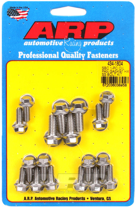 ARP SB Chevy 1-pc SS hex oil pan gasket bolt kit