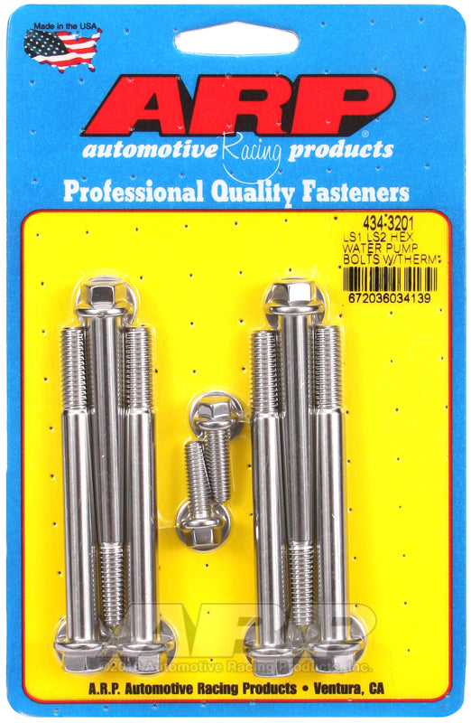 ARP LS1 LS2 SS hex water pump bolts w/thermostat housing bolts kit