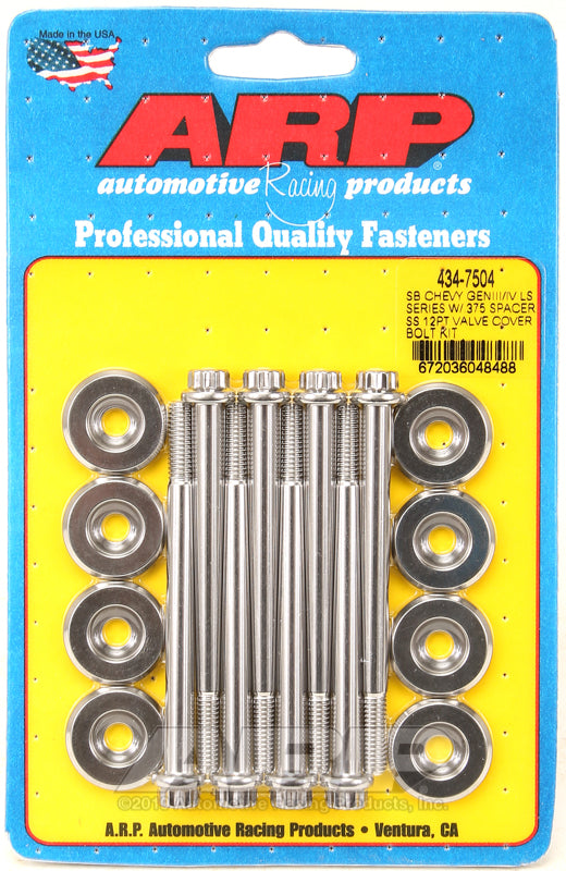 ARP SB Chevy GENIII/IV LS Series w/.375 spacer SS 12pt valve cover bolt kit