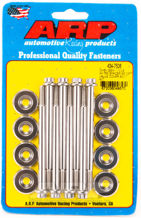 ARP SB Chevy GENIII IV/LS w/.750 spacer SS 12pt valve cover bolt kit
