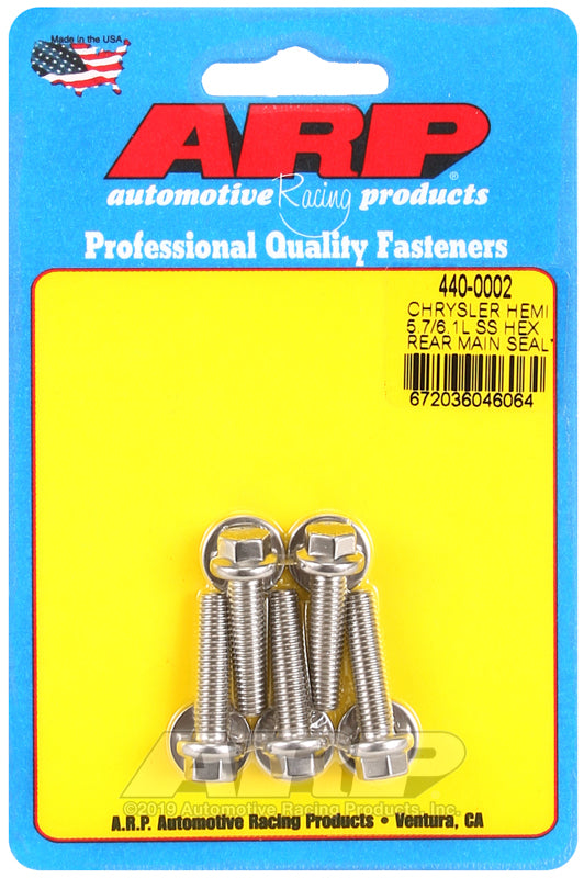 ARP Chrysler hemi 5.7/6.1L SS hex rear main seal plate bolt kit