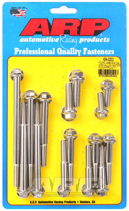 ARP Ford 289-302 SS hex aluminum water pump and front cover bolt kit