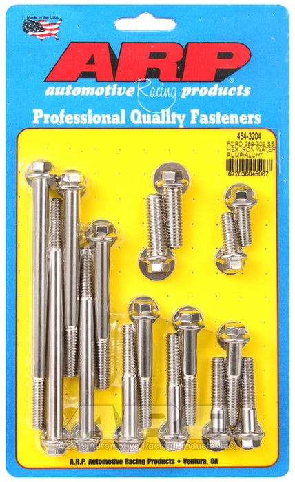 ARP Ford 289-302 SS hex iron water pump and front cover bolt kit