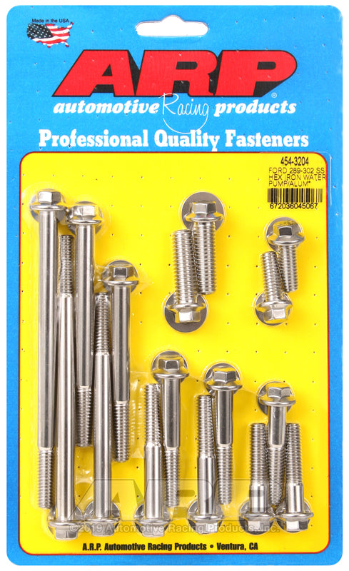 ARP Ford 289-302 SS hex iron water pump and front cover bolt kit