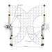 aerial diagram of the Katool KT-AS110D 11,000 lbs Asymmetrical 2 Post Lift's support arm swing range by Mechanic Super Store