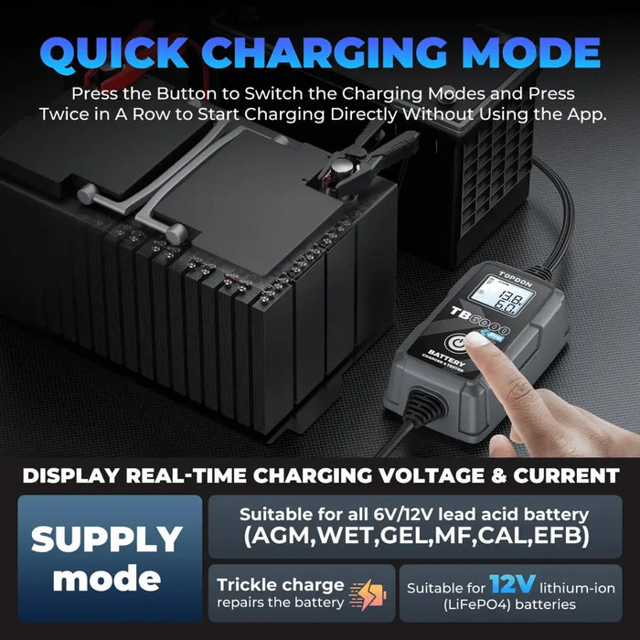 Topdon USA TB6000Pro 2-IN-1 Smart Car Battery Charger & Tester - Mechanic Super Store