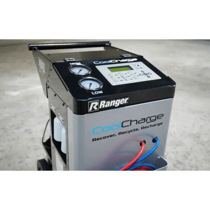 Up close of the Ranger Cool Charge AC-134A R-134A Recovery, Recycling, and Recharging Machine / Automatic - Mechanic Super Store