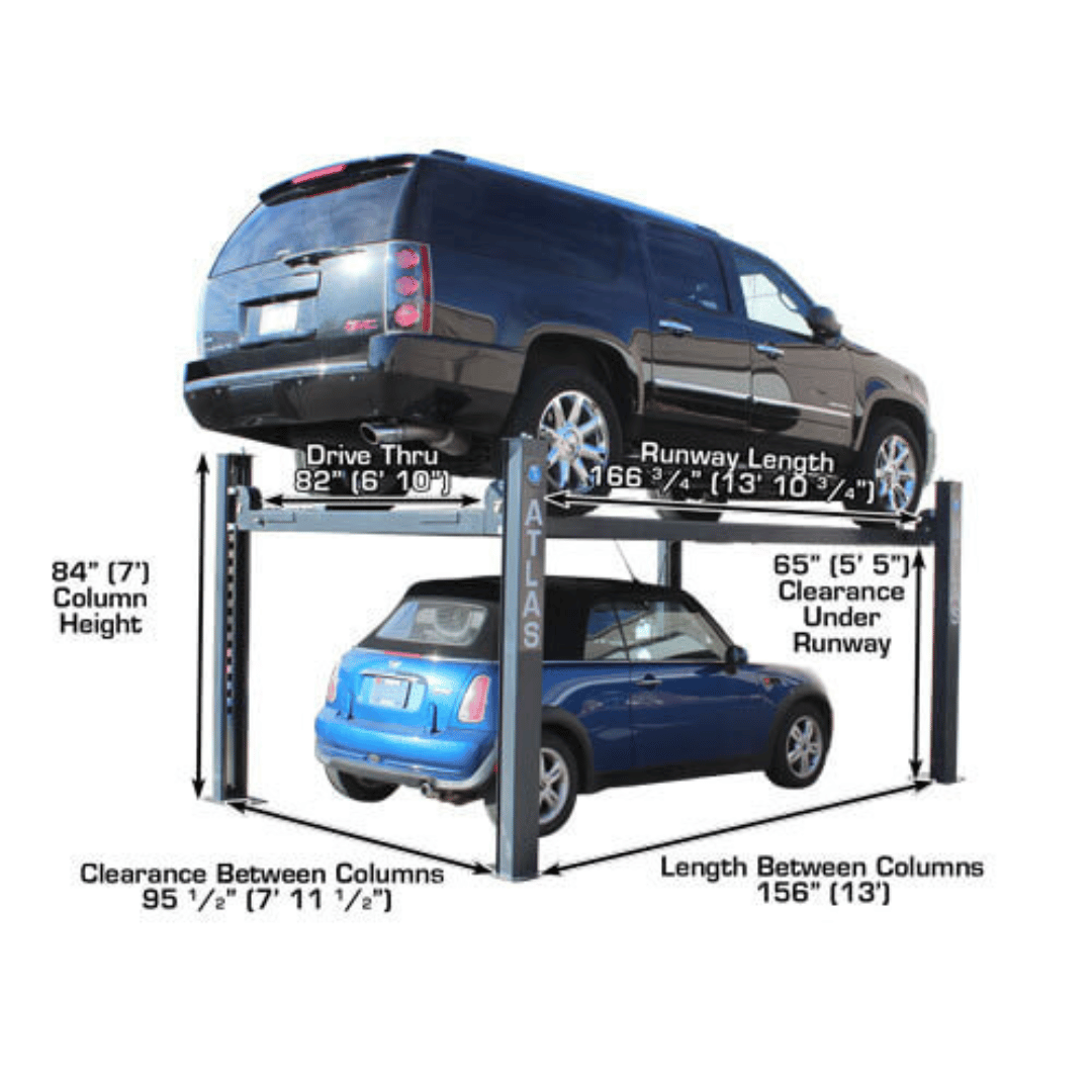 Atlas PREMIUM 408SL 4 Post Lift + RJ35 Sliding Jacks Combo