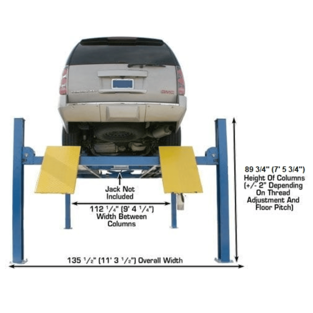 Atlas 412 12,000 lb Commercial  4-Post Lift + RJ6 Jacks Combo