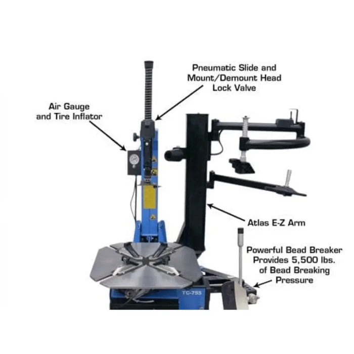 Atlas TC755EZ Tire Changer + WB49-2 Wheel Balancer Combo Package - Mechanic Super Store