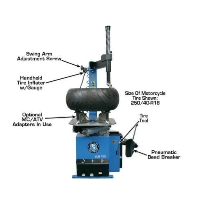 Atlas TC221 Tire Changer + WB11 Wheel Balancer Motorcycle Combo Package - Mechanic Super Store
