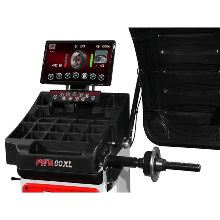 up close image of the operation screen on the Altas Platinum PWB90XL 3D Video Wheel Balancer with Laser Line - Mechanic Super Store