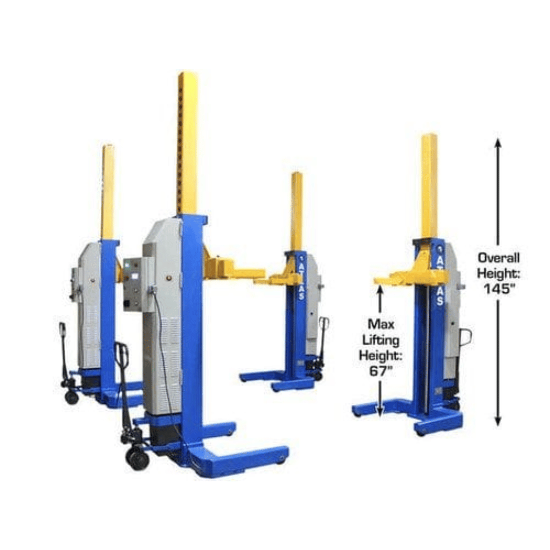 Atlas 74,000 LB. ALI Certified Battery Powered Mobile Column Lift System