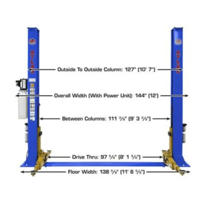 Atlas Platinum PVL9BP 9000 lb Certified Baseplate Lift - Mechanic Super Store