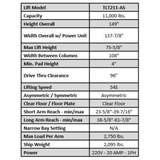 Launch Tech USA – TLT211-AS 11,000 lb 2 Post Clear Floor