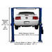 Atlas PV10PX 10,000 lb Overhead 2-Post Lift showing adjustable height of 143 1/8", width between columns of 110.25" overall width without motor of 145"