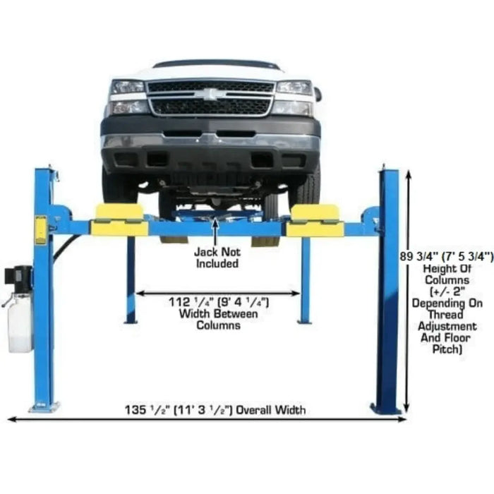 Atlas 412 12,000 lb Commercial 4-Post Lift + RJ6 Jacks Combo - Mechanic Super Store
