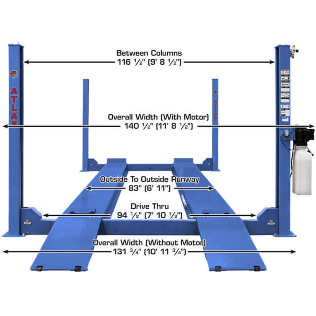 Atlas Platinum PVL14 4-Post Lift + RJ7000 Rolling Bridge Jacks ALI Certified Combo