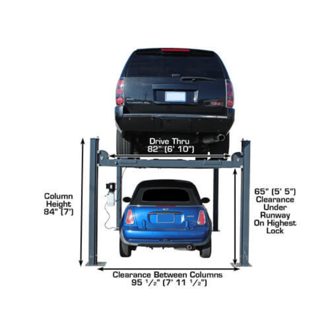 Atlas PREMIUM 408SL 4 Post Lift + RJ35 Sliding Jacks Combo
