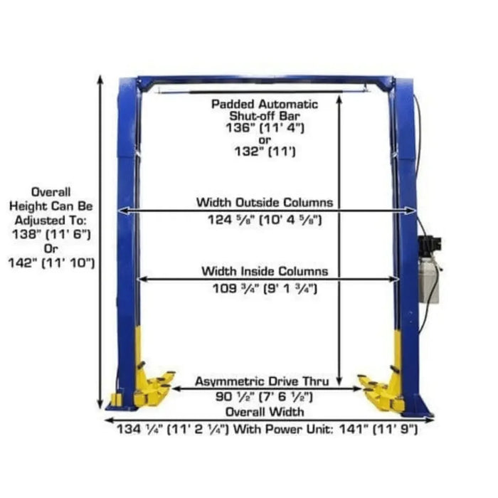 Atlas 9KOHX 9000 lb Overhead 2 Post Lift - Mechanic Super Store