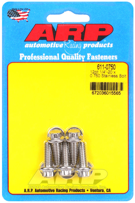 ARP 1/4-20 x 0.750 12pt SS bolts